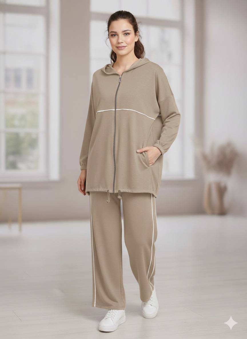 Hooded Zip Tracksuit ( Wide Leg )