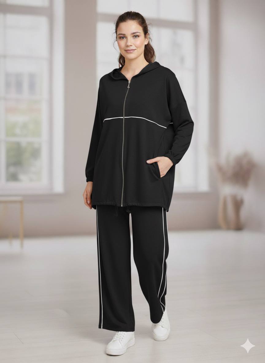 Hooded Zip Tracksuit ( Wide Leg )