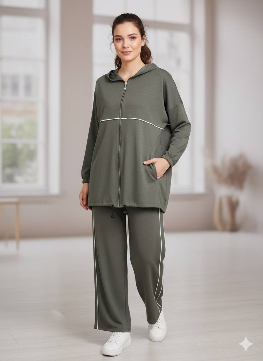 Hooded Zip Tracksuit ( Wide Leg )