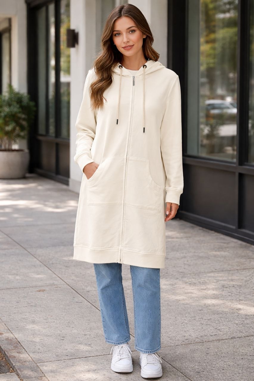 Longline Zip-Up Hoodie