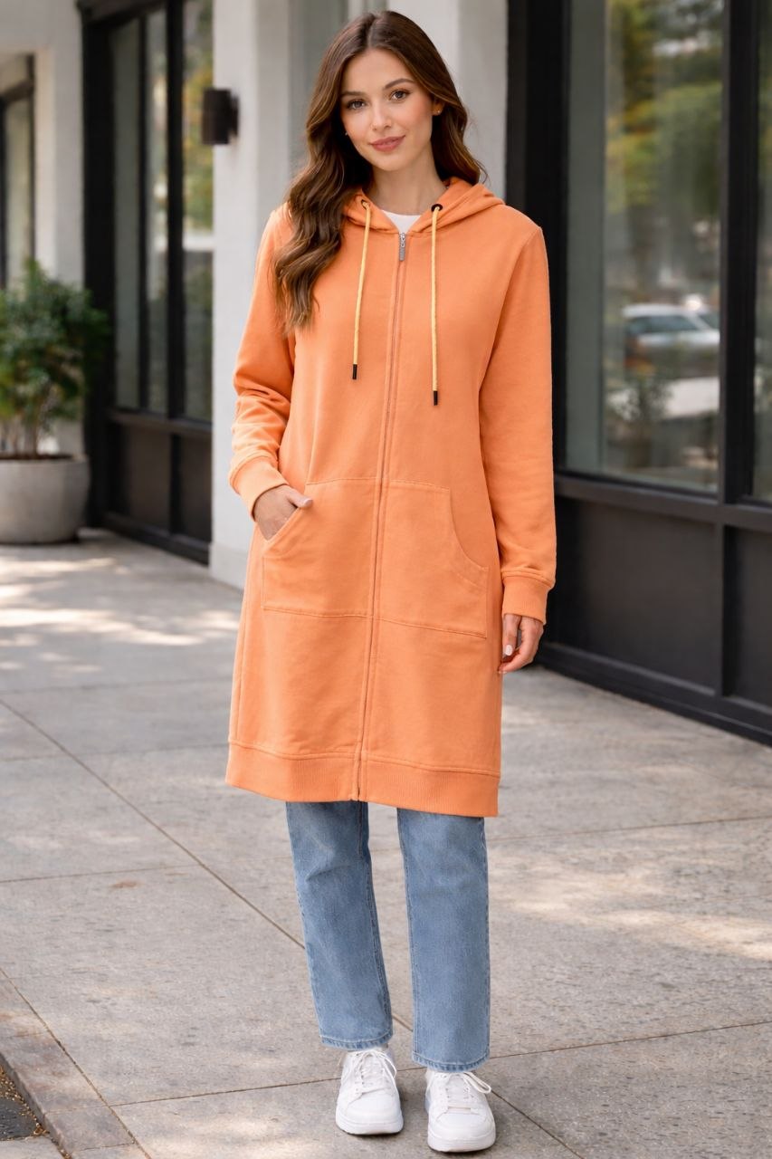 Longline Zip-Up Hoodie