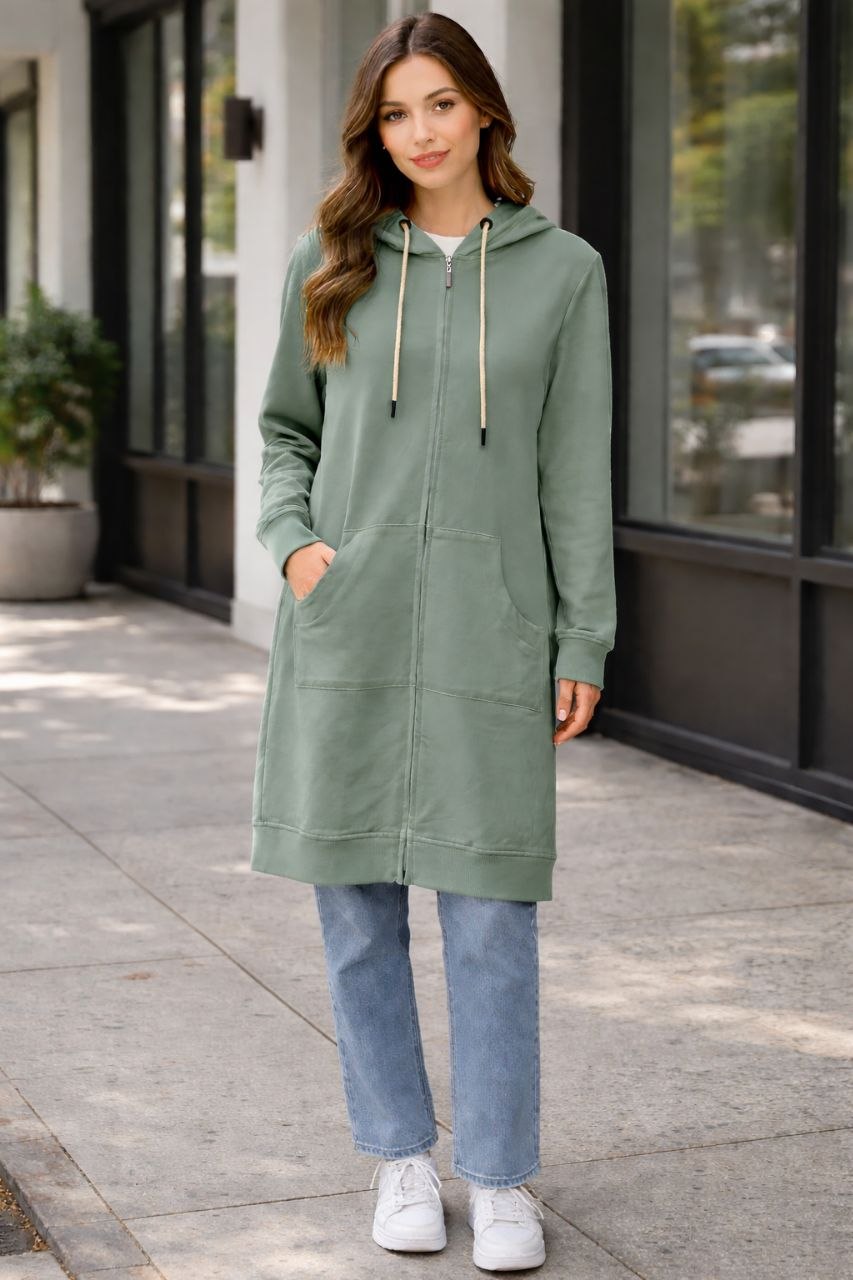 Longline Zip-Up Hoodie