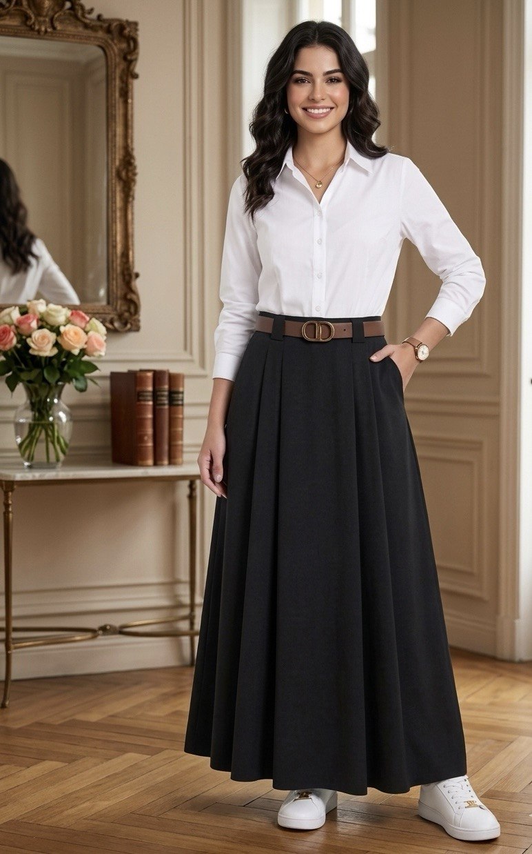Modal Fabric Skirt With Belt