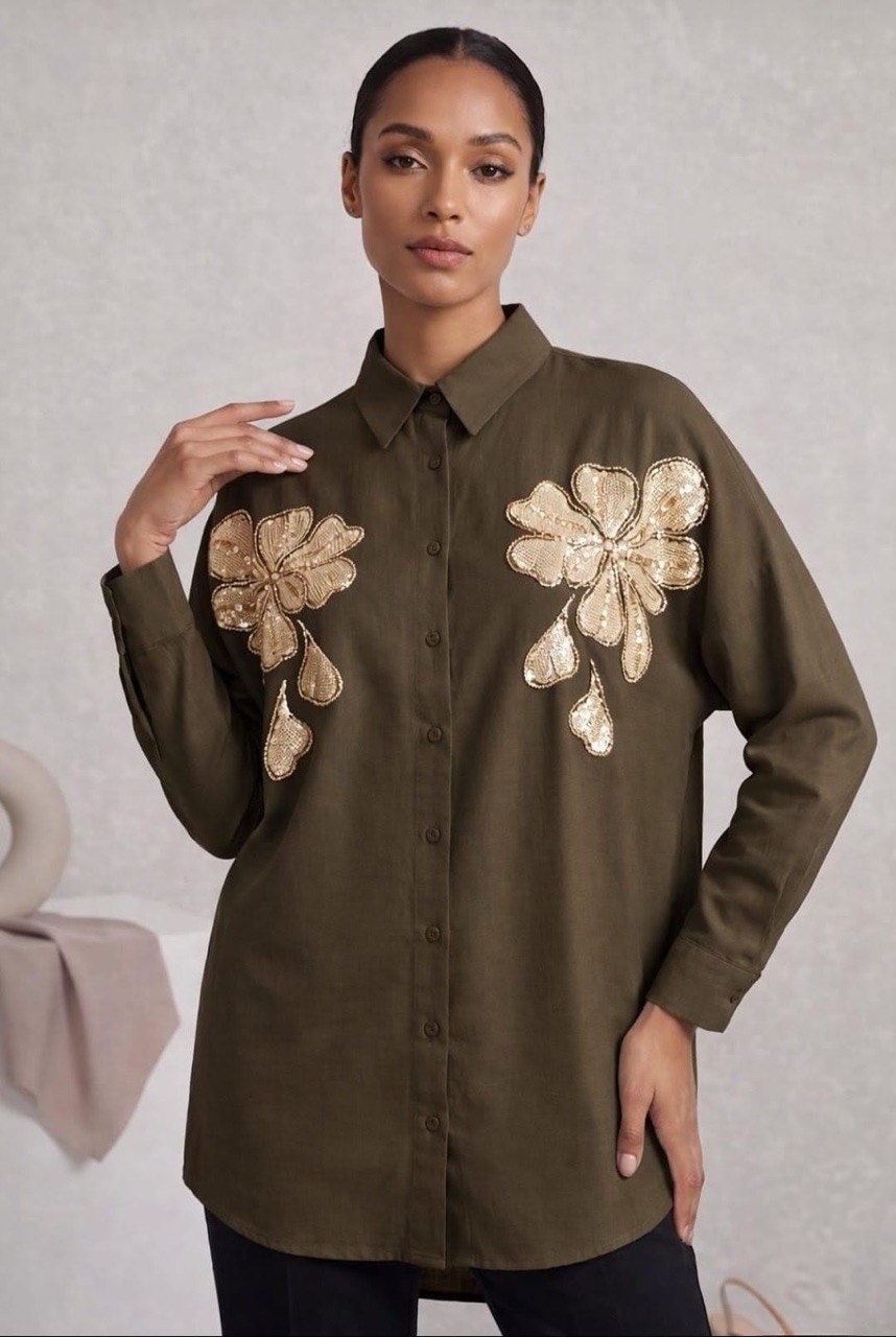 Embroidered Floral Shirt