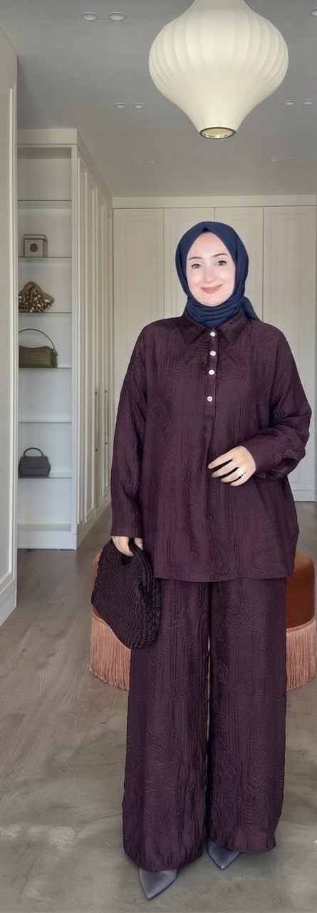 Matching Shirt and Wide-Leg Pants Set