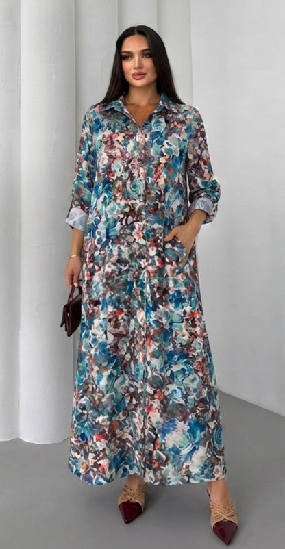 The Watercolor Blooms Maxi Dress