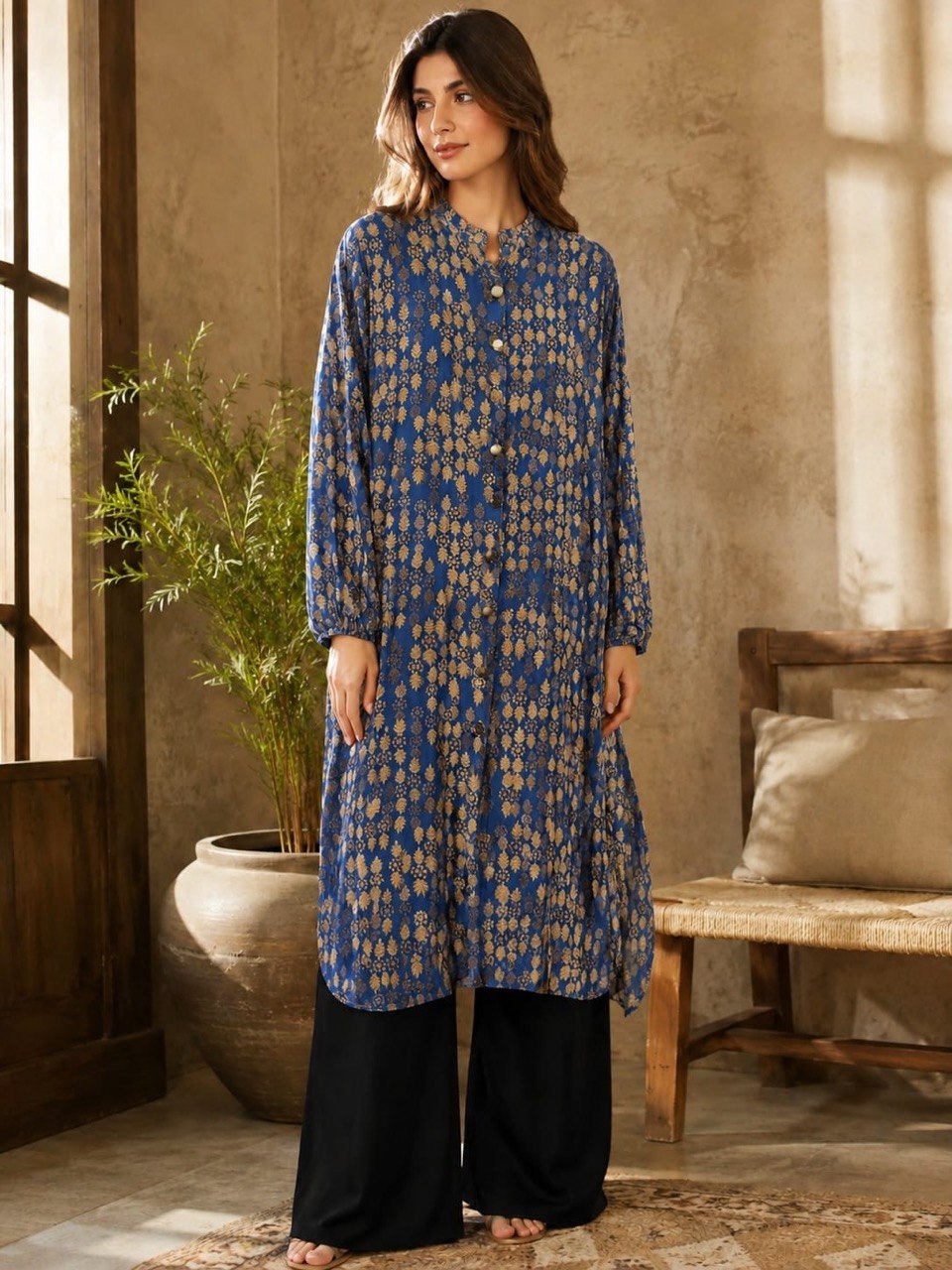 Viskos Patterned Long Shirt