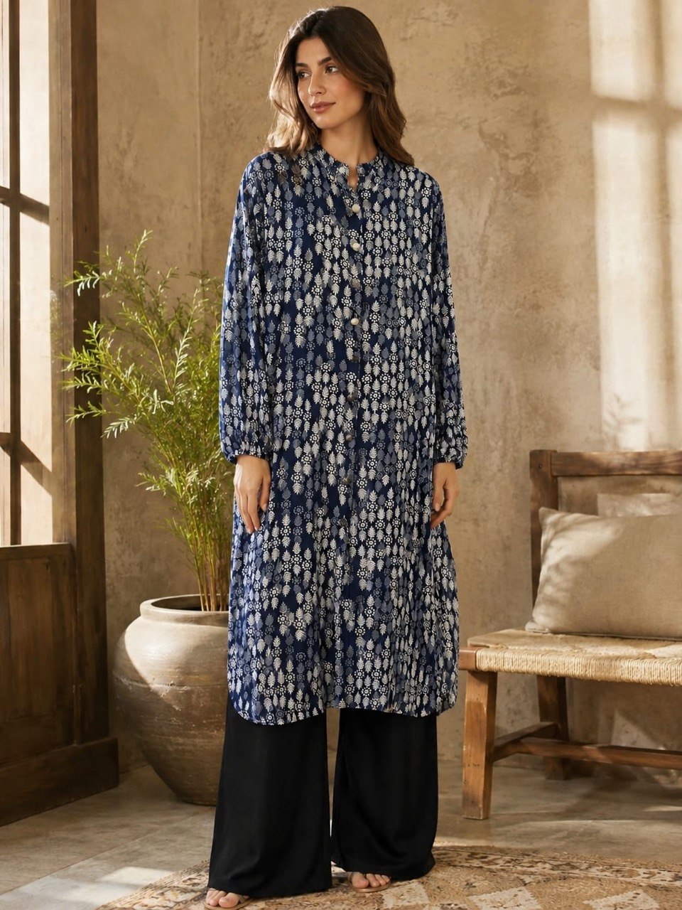 Viskos Patterned Long Shirt