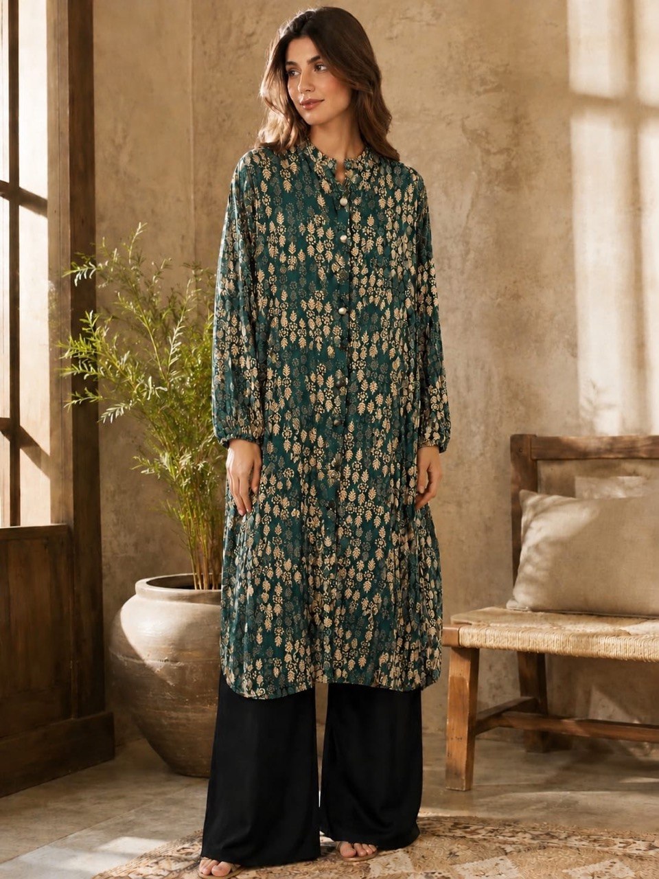 Viskos Patterned Long Shirt