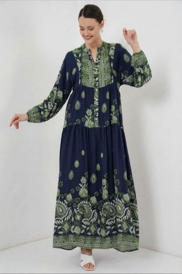 Mediterranean Mosaic Maxi Dress