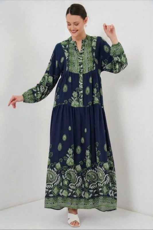 Mediterranean Mosaic Maxi Dress