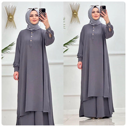 Flowy Modest Outfit with Wide Pants