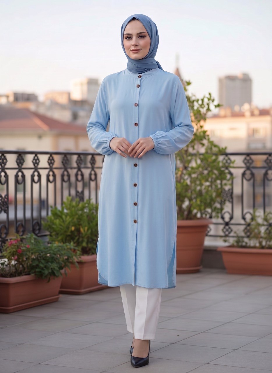 Modest Button-Front Viscose Shirt