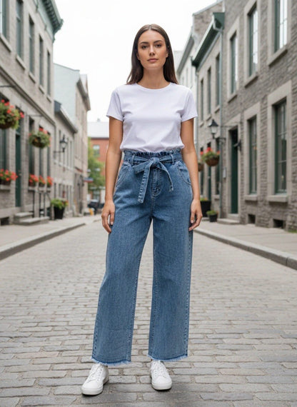 Self-Tie Denim Pants