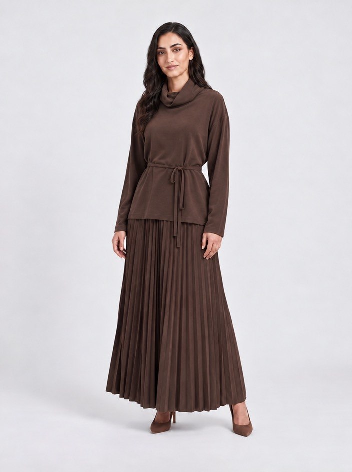 Chic Belted Two-Piece Skirt Set