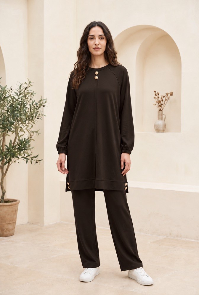 Elegant Buttoned Tunic Set