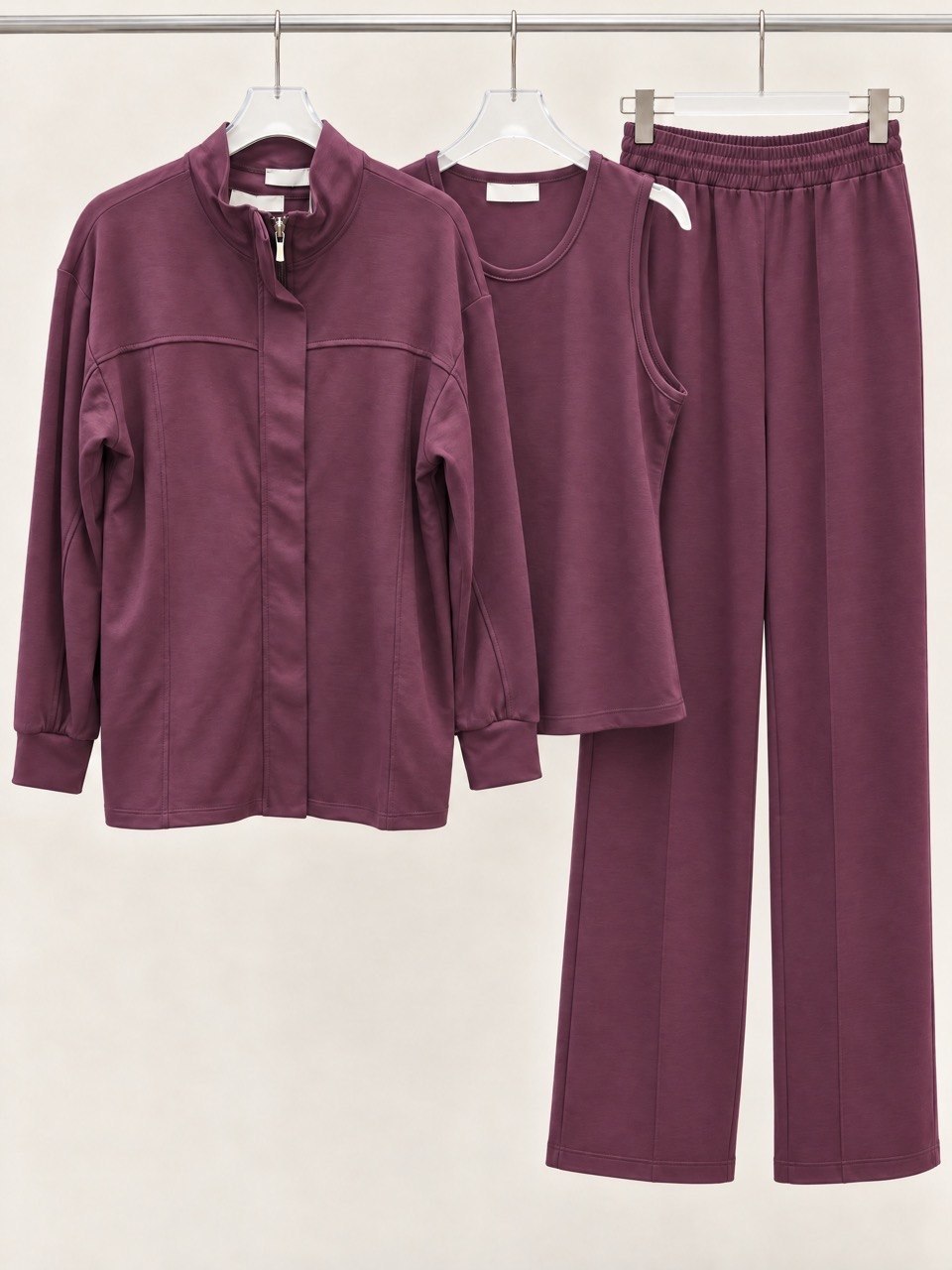 Activewear 3-Pieces Hidden-Zip Tracksuit