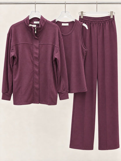 Activewear 3-Pieces Hidden-Zip Tracksuit