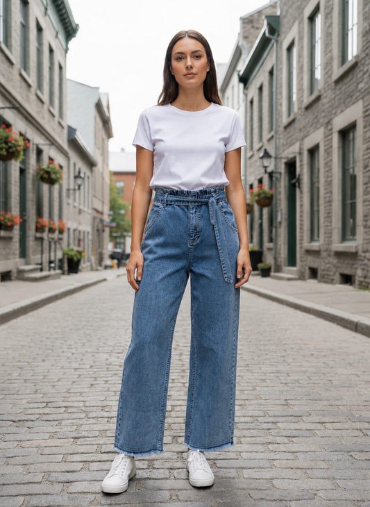 Self-Tie Denim Pants