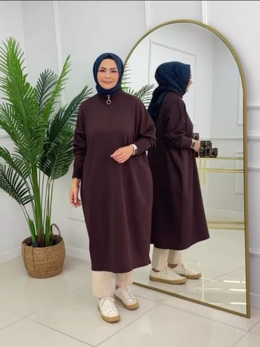 Zip Neck Casual Tunic
