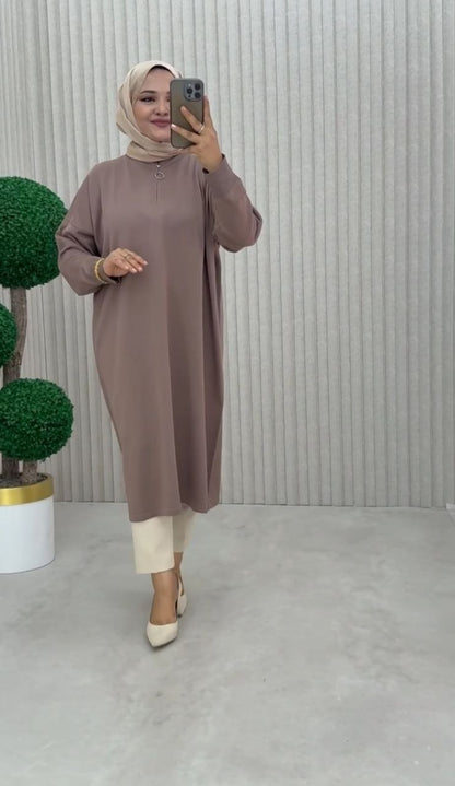 Zip Neck Casual Tunic