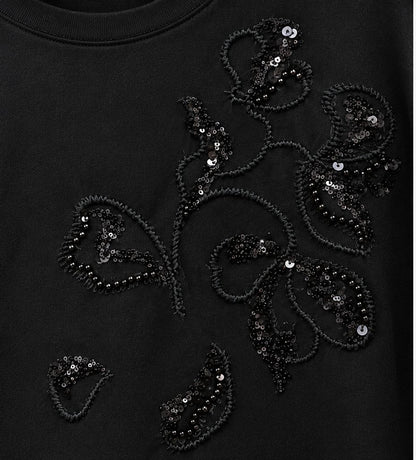 Luxury Floral Embroidered Black Tunic