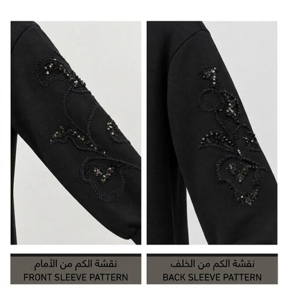 Luxury Floral Embroidered Black Tunic