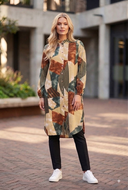 Geometric Cotton-Viscose Shirt