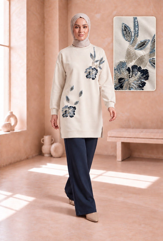 Frosty Blue Bloom Blouse