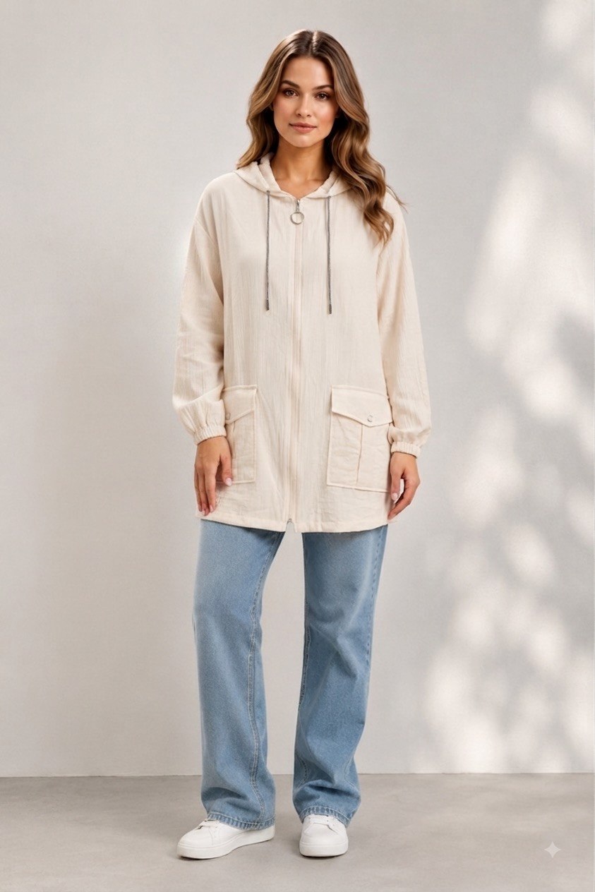 Chic Comfort Full-Zip Hoodie Shirt